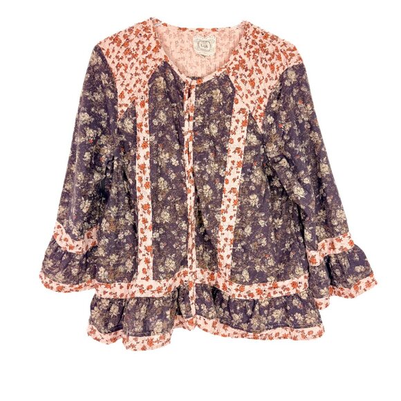 LOGO Lab by Lori Goldstein 3/4 Sleeve Crew Neck Bed Jacket Floral Size Large L - Picture 2 of 16